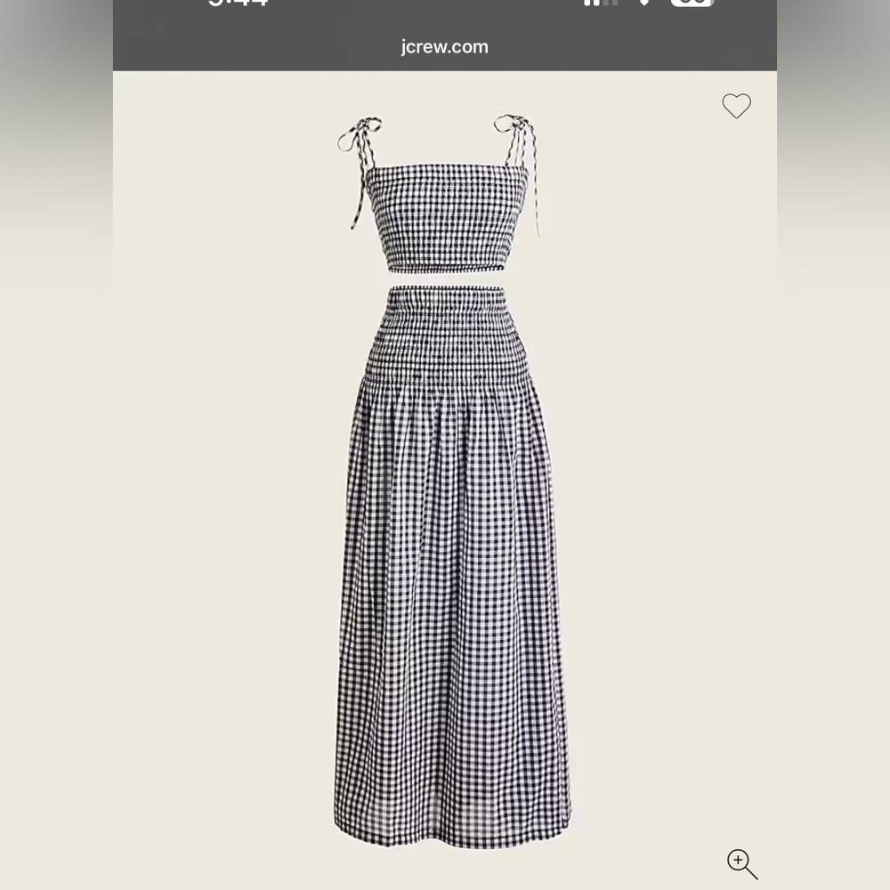 J. Crew Black and White Gingham Maxi Dress